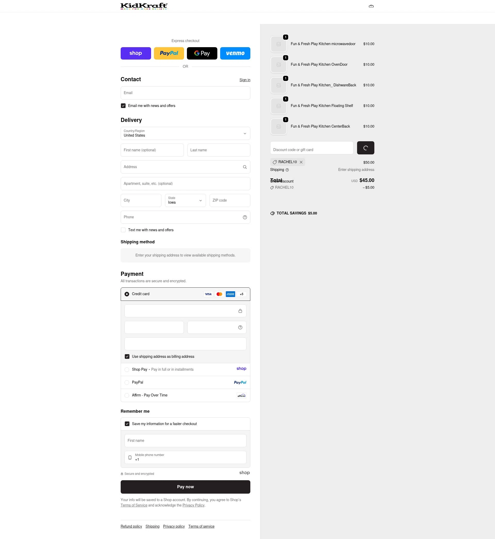 KidKraft checkout page showing KidKraft coupon code box | Screenshot taken by SimplyCodes community member on Dec 28, 2025