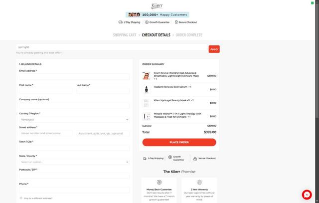Kiierr checkout page showing Kiierr coupon code box | Screenshot taken by SimplyCodes community member on Sep 4, 2025