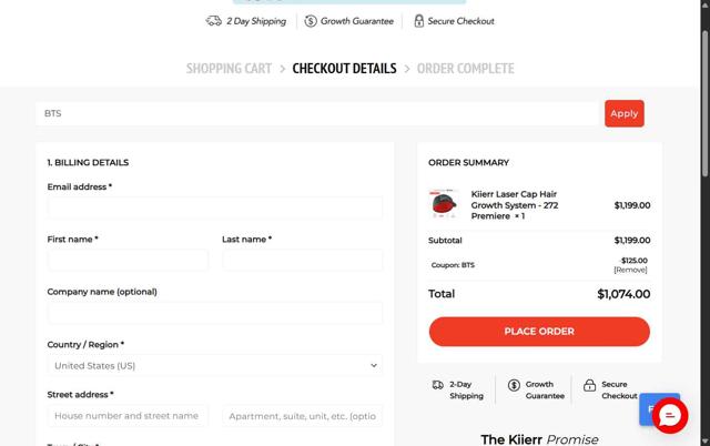 Kiierr checkout page showing Kiierr coupon code box | Screenshot taken by SimplyCodes community member on Sep 10, 2025