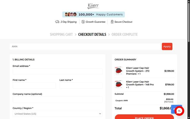 Kiierr checkout page showing Kiierr coupon code box | Screenshot taken by SimplyCodes community member on Sep 10, 2025