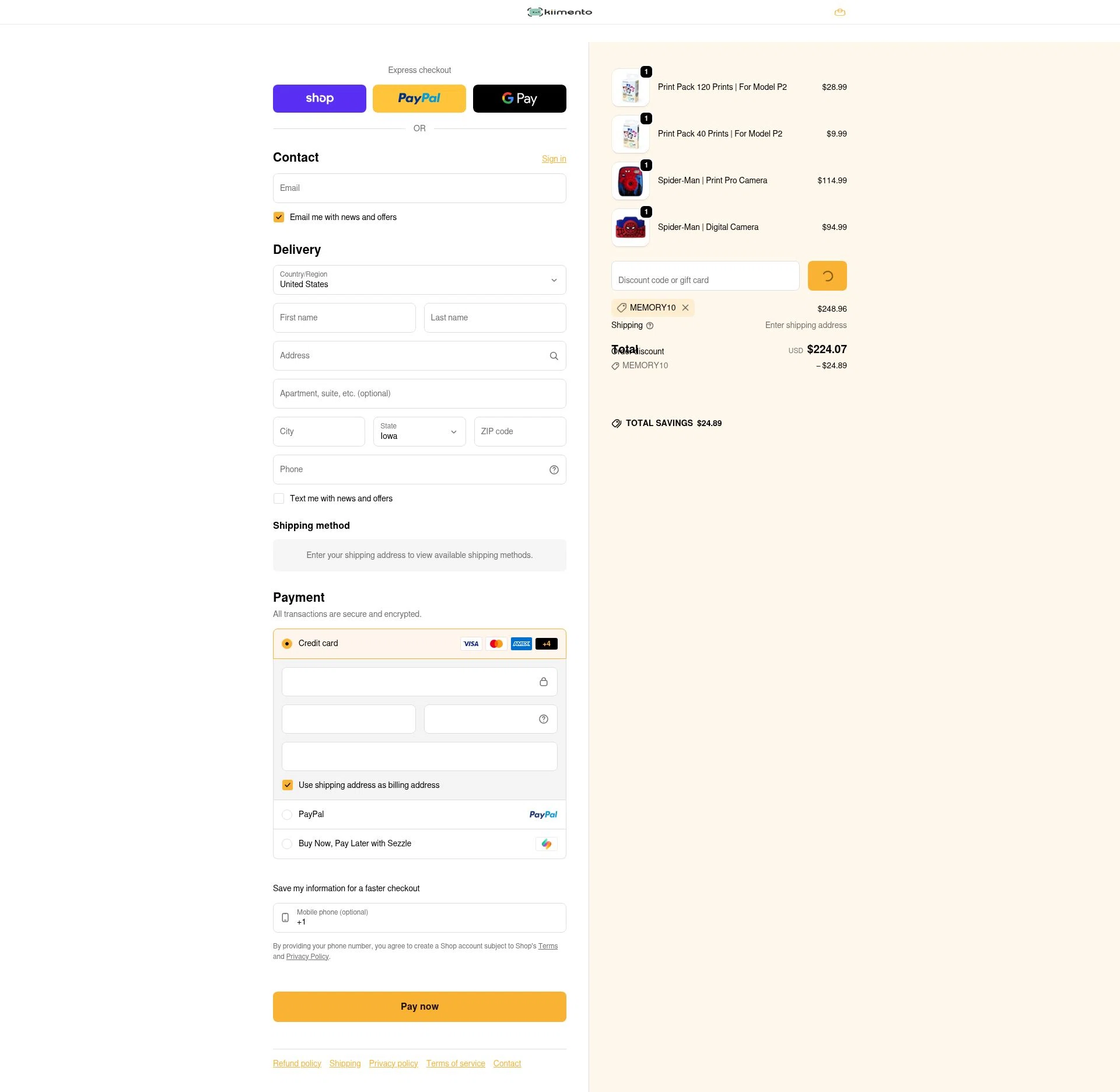 kiimento checkout page showing kiimento promo code box | Screenshot taken by SimplyCodes community member on Feb 3, 2026