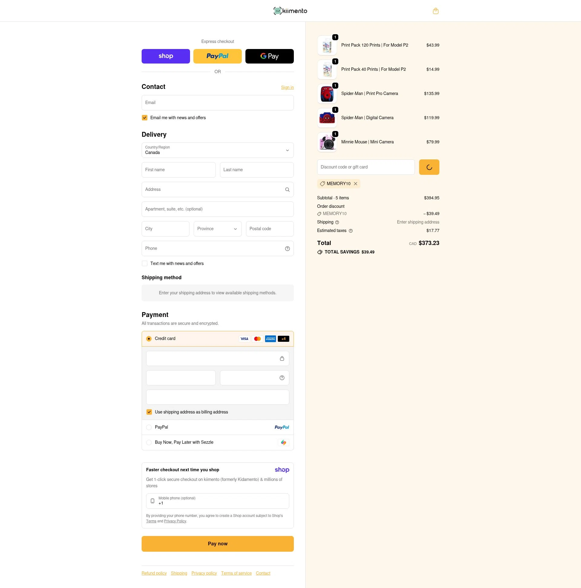 kiimento checkout page showing kiimento promo code box | Screenshot taken by SimplyCodes community member on Jan 10, 2026
