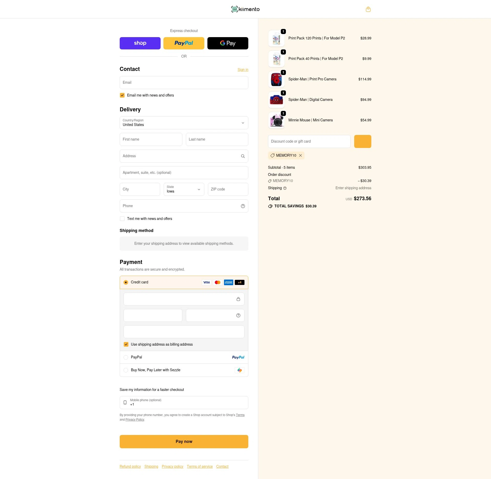 kiimento checkout page showing kiimento promo code box | Screenshot taken by SimplyCodes community member on Feb 7, 2026
