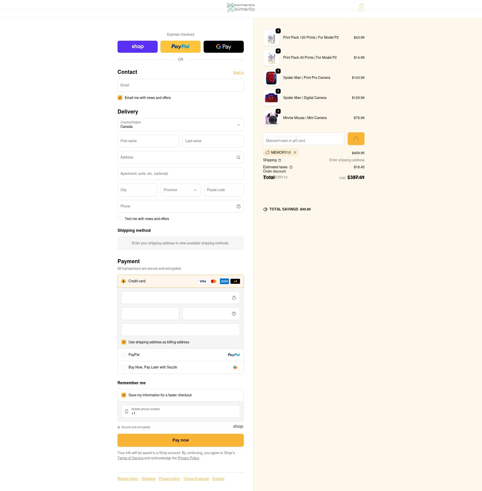 kiimento checkout page showing kiimento promo code box | Screenshot taken by SimplyCodes community member on Jan 20, 2026