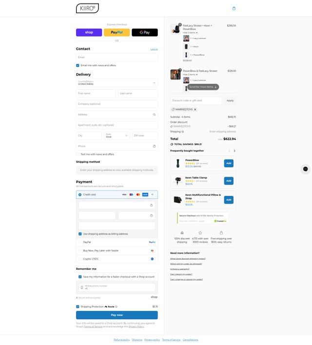 Kiiro0 checkout page showing Kiiro0 promo code box | Screenshot taken by SimplyCodes community member on Aug 31, 2025