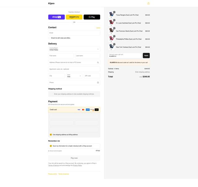 Kijaro checkout page showing Kijaro coupon code box | Screenshot taken by SimplyCodes community member on Aug 4, 2025