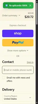 RAFA coupon verification screenshot