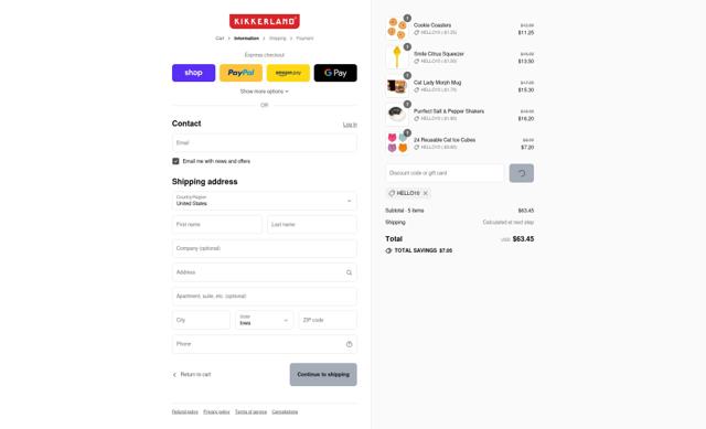 Kikkerland checkout page showing Kikkerland promo code box | Screenshot taken by SimplyCodes community member on Sep 8, 2025