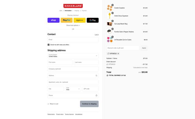 Kikkerland checkout page showing Kikkerland promo code box | Screenshot taken by SimplyCodes community member on Sep 8, 2025