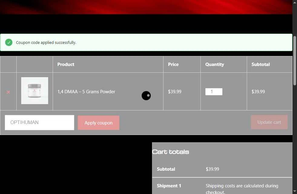 Kimera Chems checkout page showing Kimera Chems discount code box | Screenshot taken by SimplyCodes community member on Feb 11, 2026