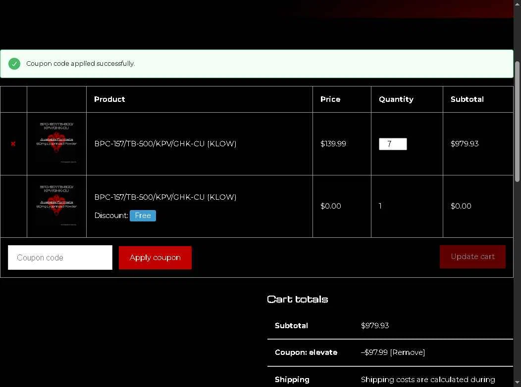 Kimera Chems checkout page showing Kimera Chems discount code box | Screenshot taken by SimplyCodes community member on Oct 13, 2025