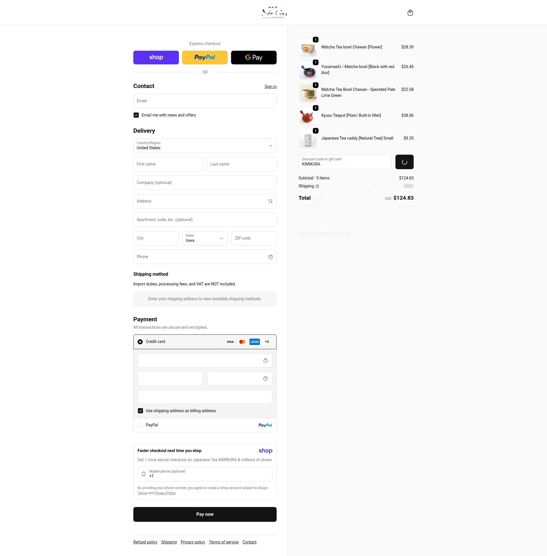 KIMIKURA checkout page showing KIMIKURA promo code box | Screenshot taken by SimplyCodes community member on Jan 13, 2026