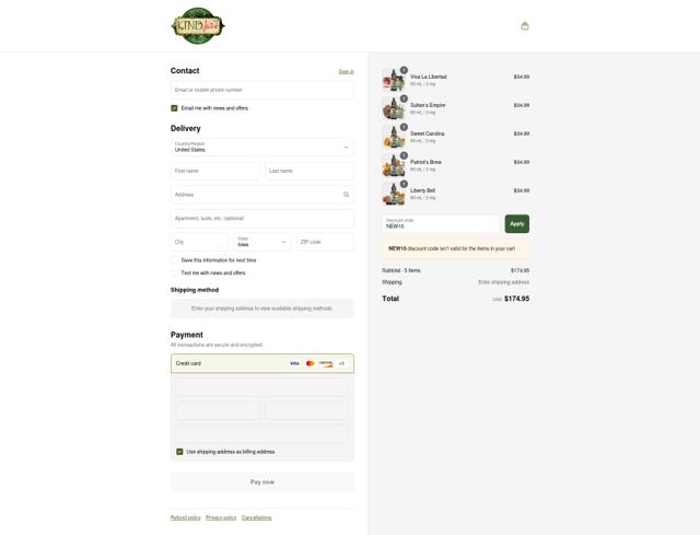 Kind Juice checkout page showing Kind Juice coupon code box | Screenshot taken by SimplyCodes community member on Sep 16, 2025