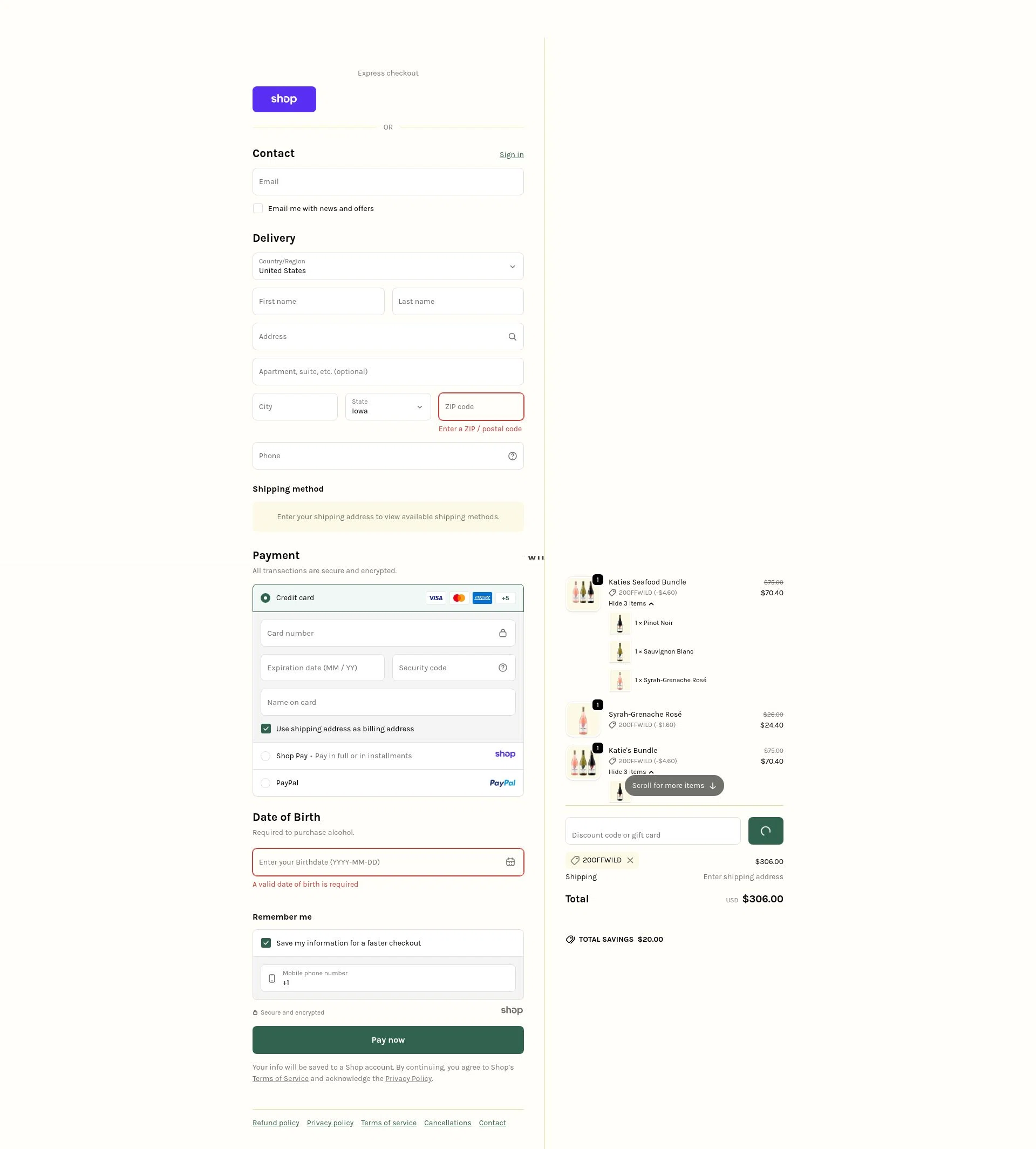Kind of Wild checkout page showing Kind of Wild promo code box | Screenshot taken by SimplyCodes community member on Jan 5, 2026
