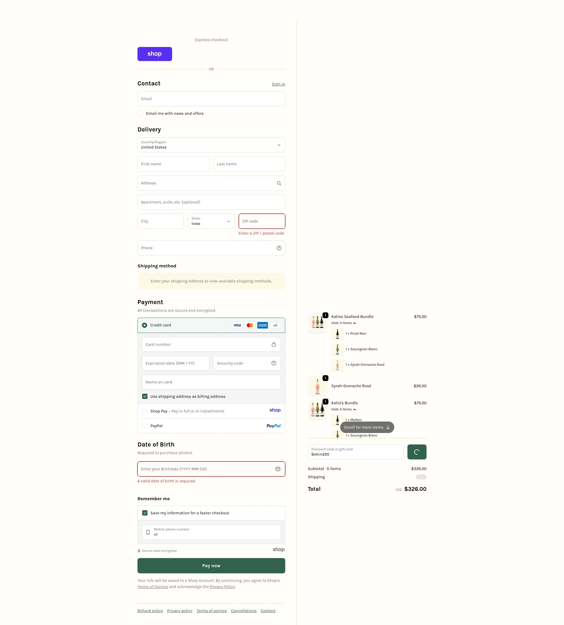 Kind of Wild checkout page showing Kind of Wild promo code box | Screenshot taken by SimplyCodes community member on Dec 31, 2025
