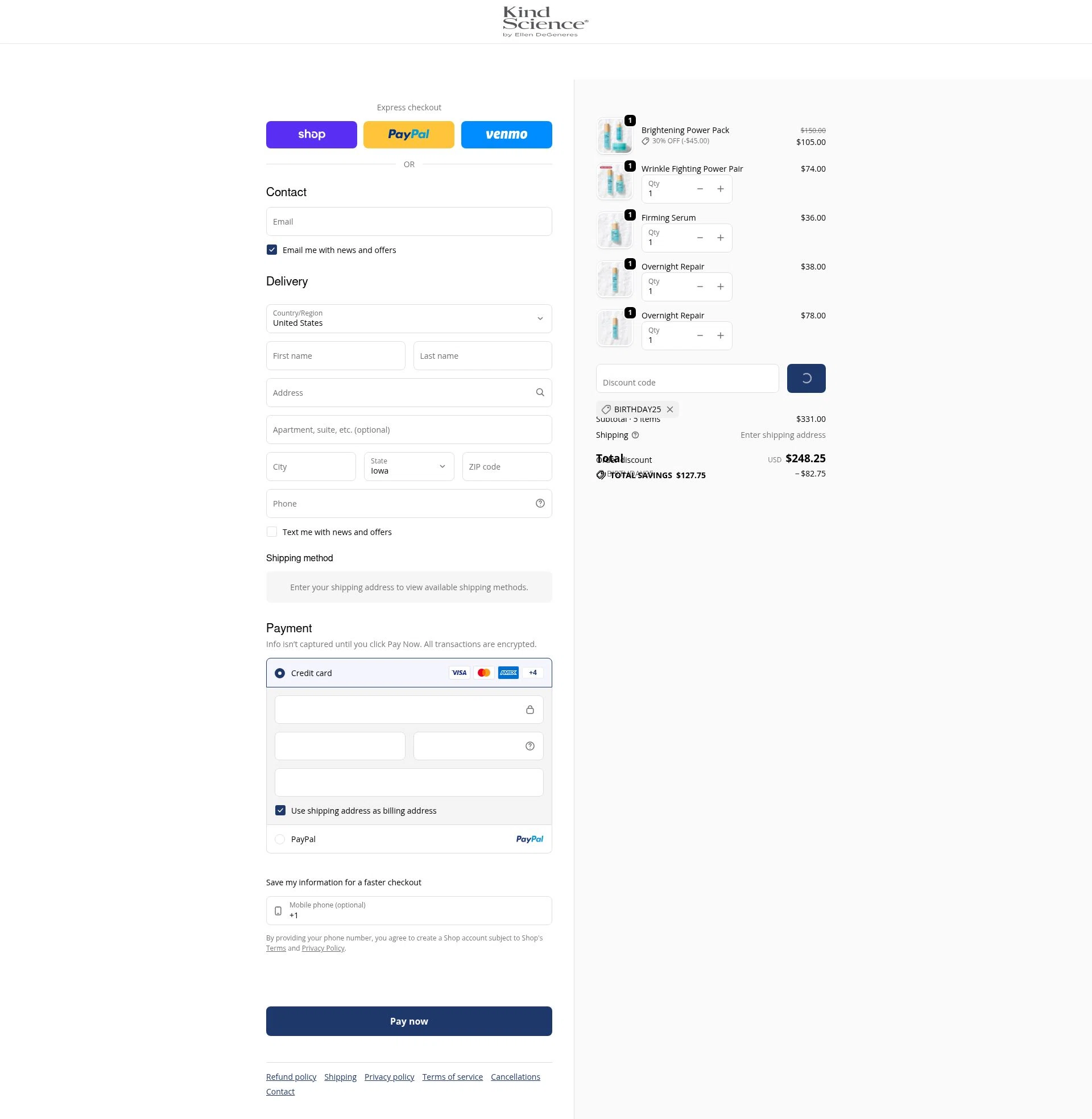 Kind Science checkout page showing Kind Science discount code box | Screenshot taken by SimplyCodes community member on Feb 3, 2026