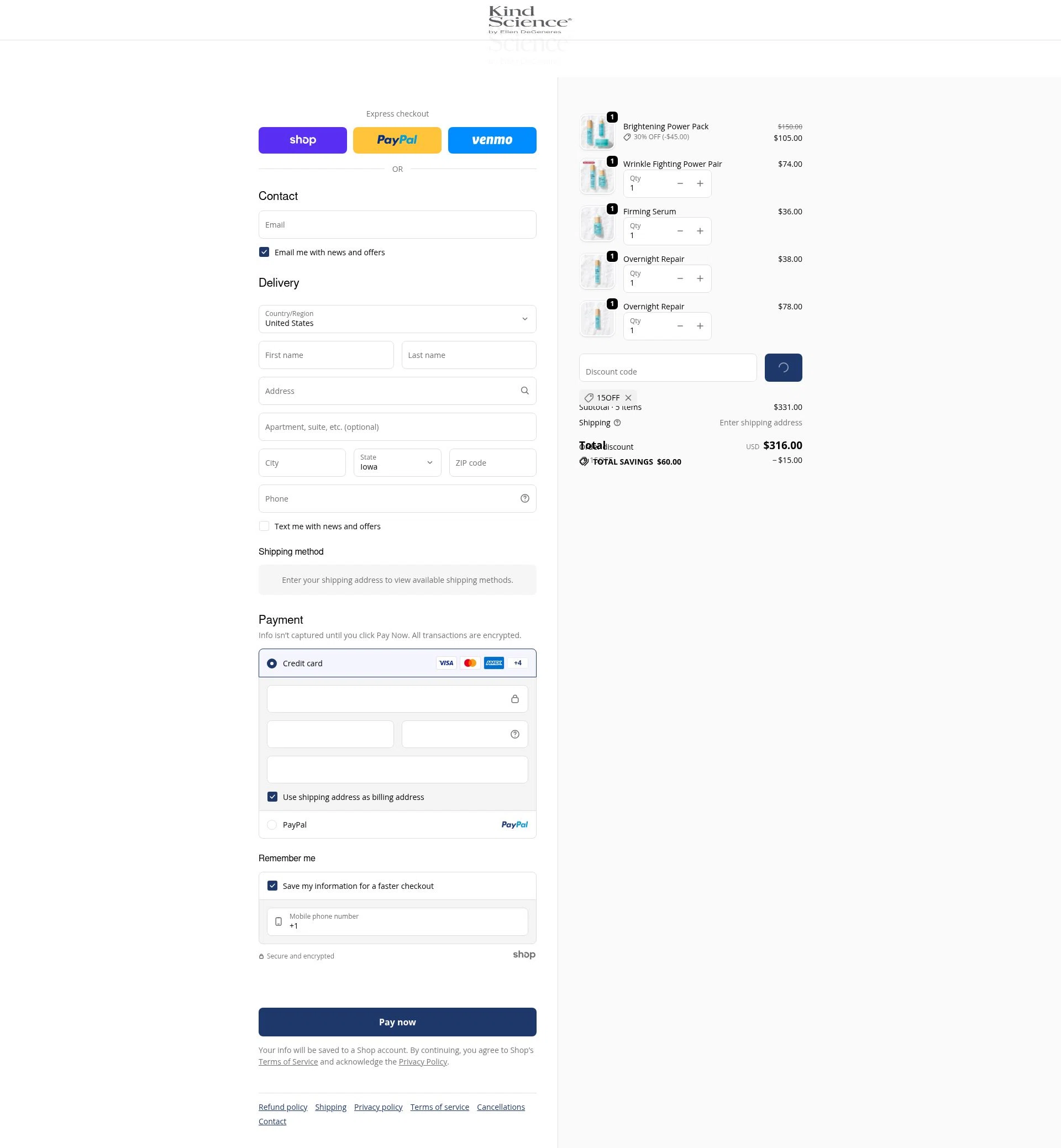 Kind Science checkout page showing Kind Science discount code box | Screenshot taken by SimplyCodes community member on Jan 29, 2026