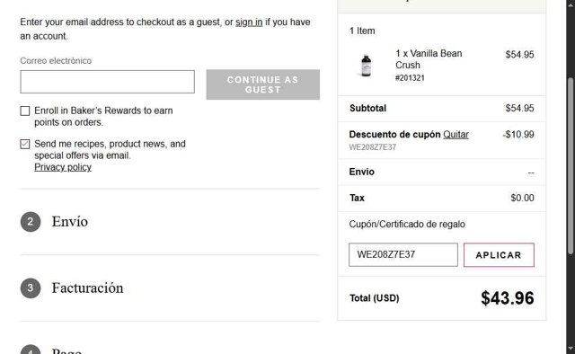 King Arthur Baking checkout page showing King Arthur Baking coupon code box | Screenshot taken by SimplyCodes community member on May 1, 2025