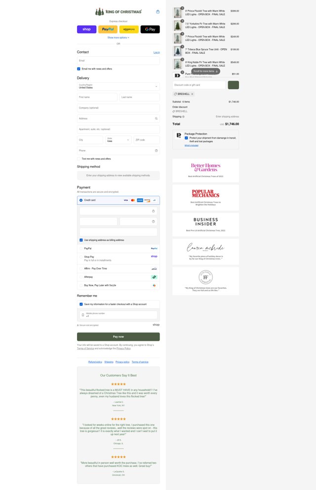 King of Christmas checkout page showing King of Christmas coupon code box | Screenshot taken by SimplyCodes community member on Sep 8, 2025