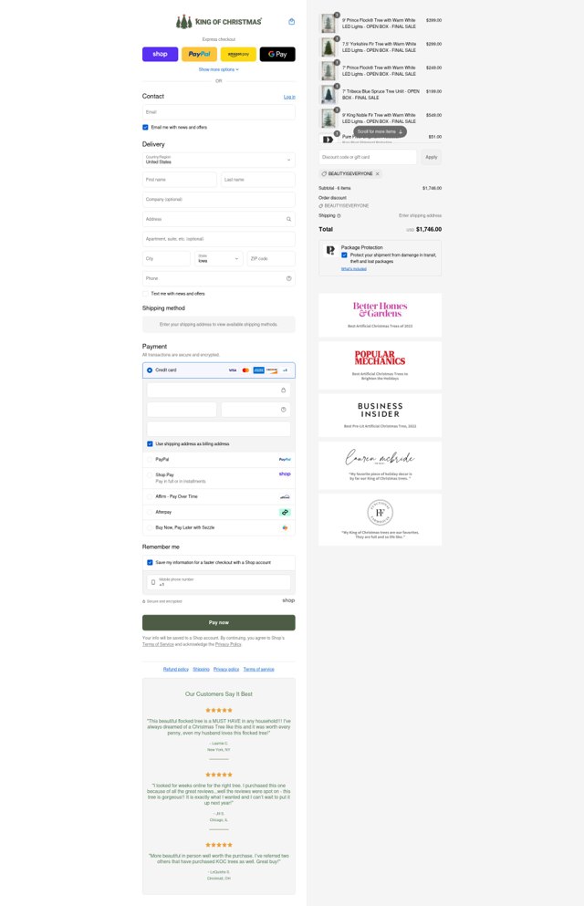 King of Christmas checkout page showing King of Christmas coupon code box | Screenshot taken by SimplyCodes community member on Sep 8, 2025