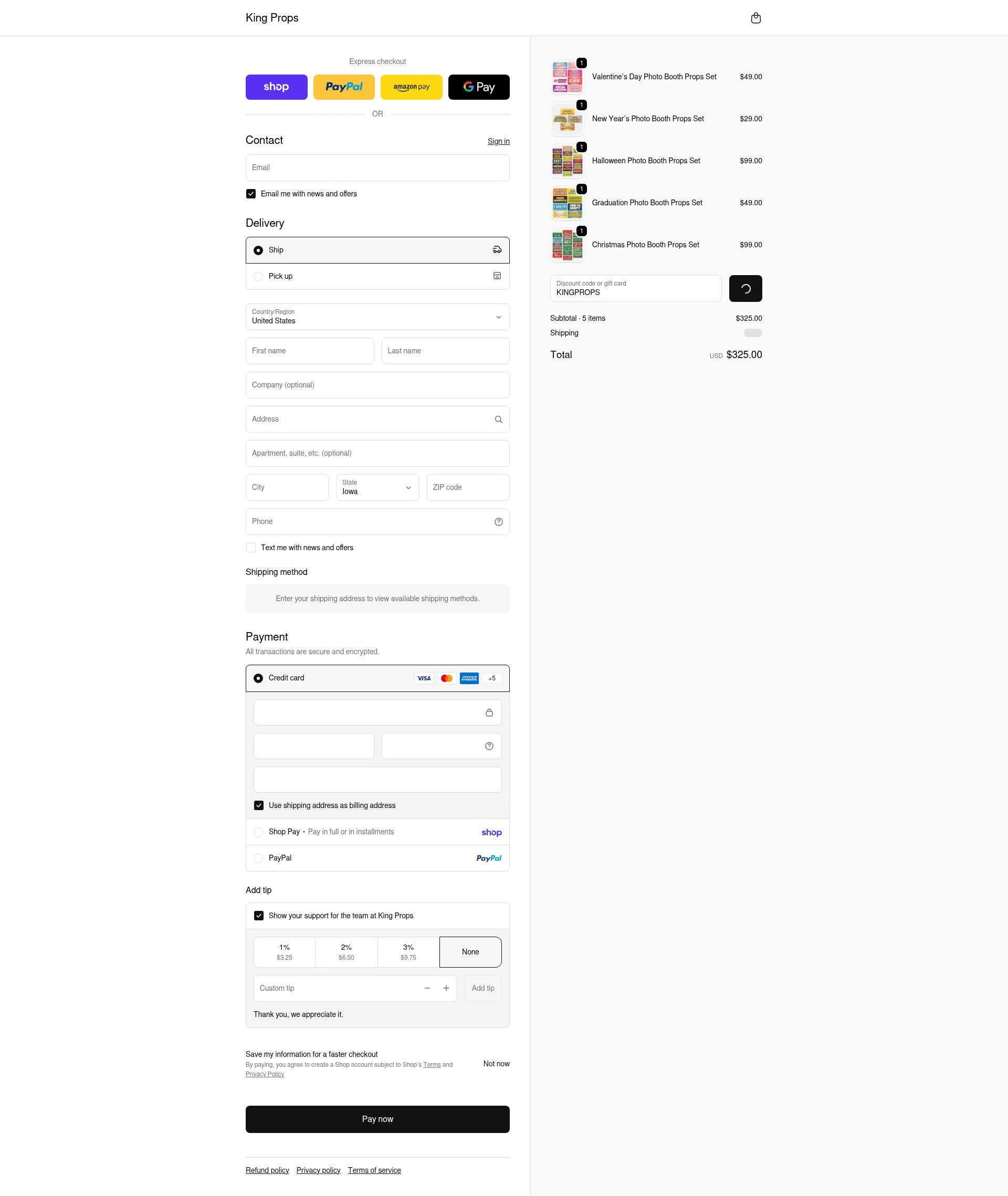 King Props checkout page showing King Props promo code box | Screenshot taken by SimplyCodes community member on Feb 14, 2026