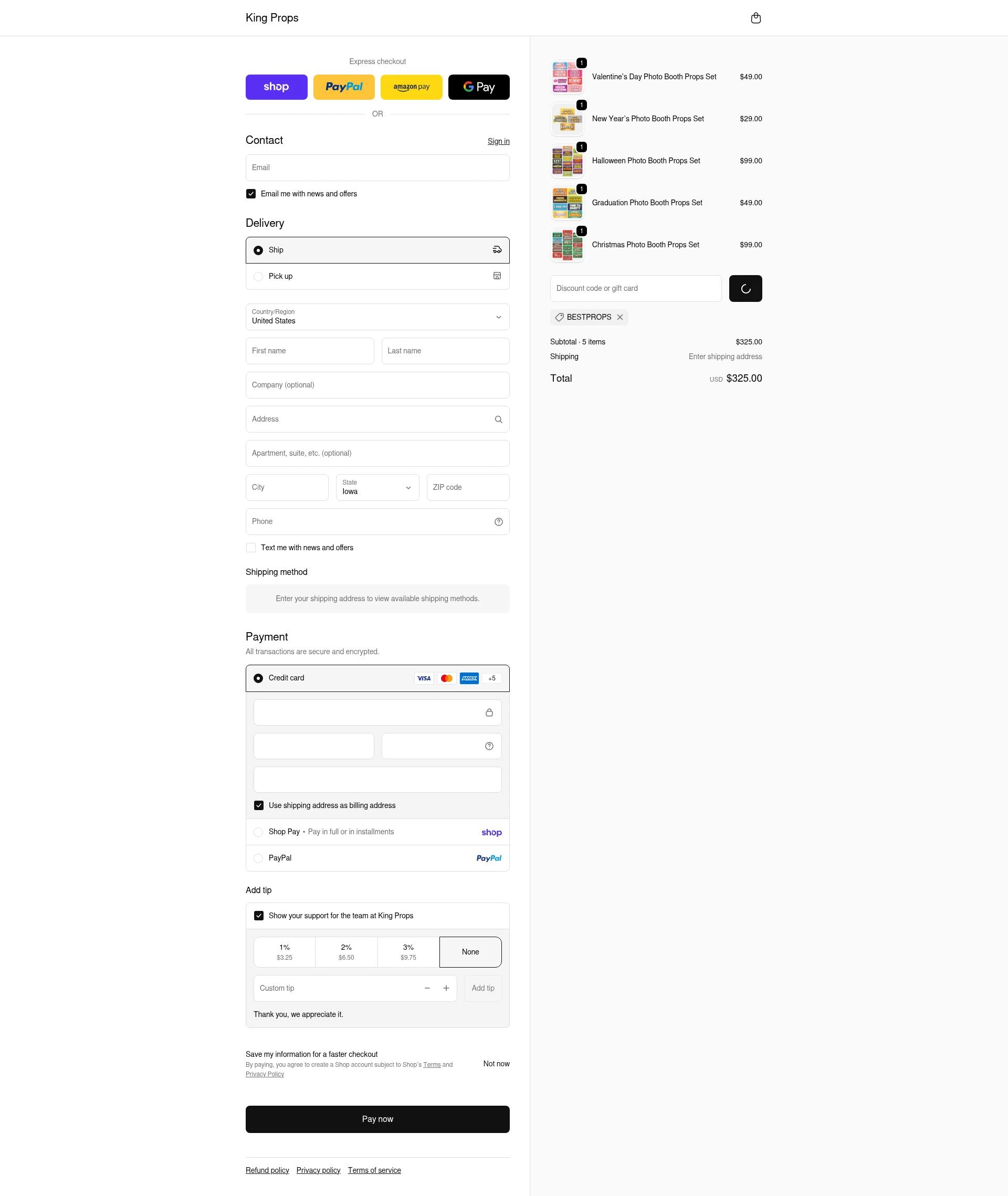 King Props checkout page showing King Props promo code box | Screenshot taken by SimplyCodes community member on Feb 14, 2026