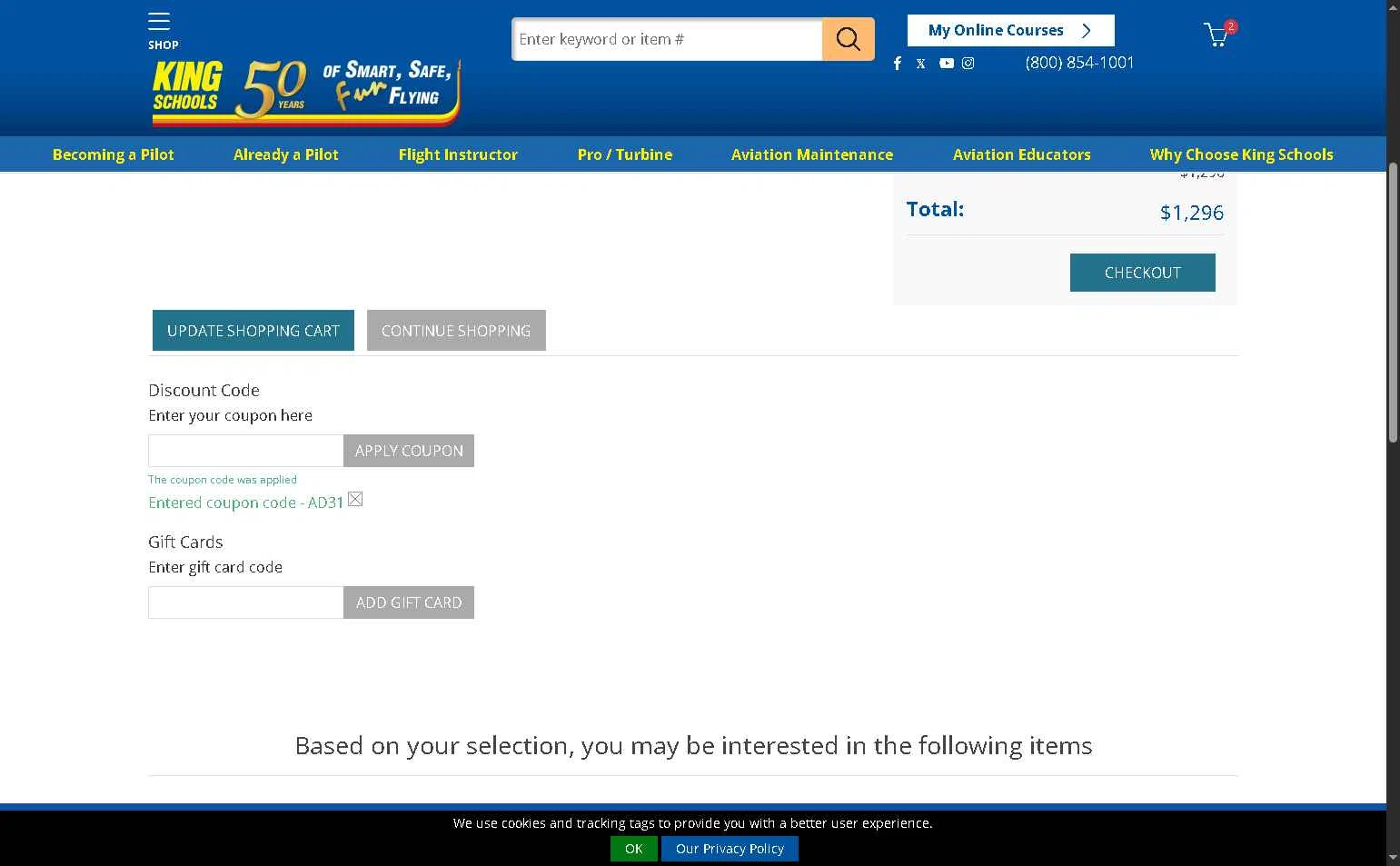 King Schools checkout page showing King Schools discount code box | Screenshot taken by SimplyCodes community member on Jan 22, 2026