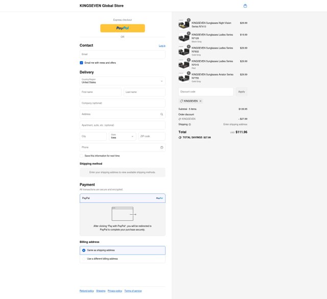 KINGSEVEN checkout page showing KINGSEVEN discount code box | Screenshot taken by SimplyCodes community member on Aug 27, 2025