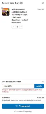 black25 coupon verification screenshot