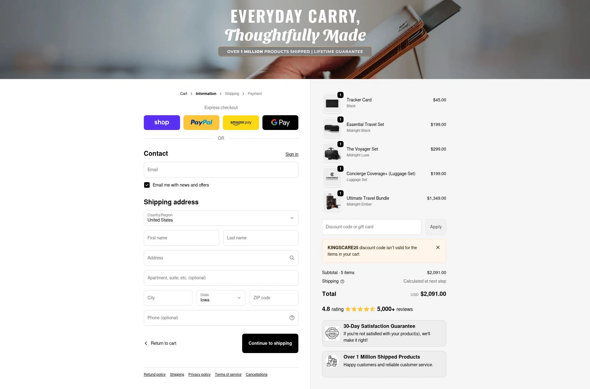 Kings Loot checkout page showing Kings Loot discount code box | Screenshot taken by SimplyCodes community member on Feb 18, 2026