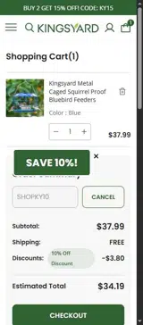 SHOPKY10 coupon verification screenshot