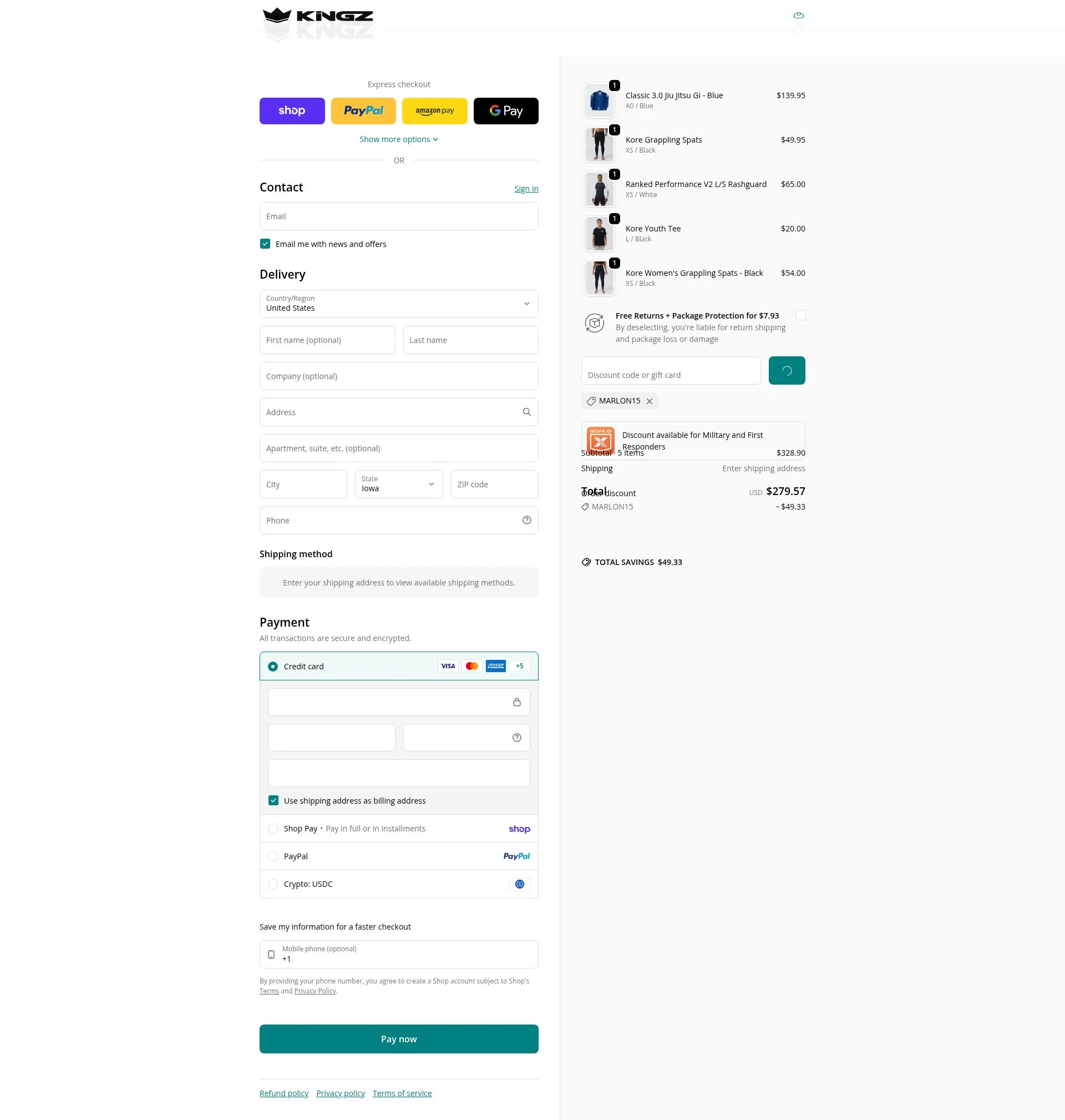 Kingz checkout page showing Kingz discount code box | Screenshot taken by SimplyCodes community member on Feb 20, 2026