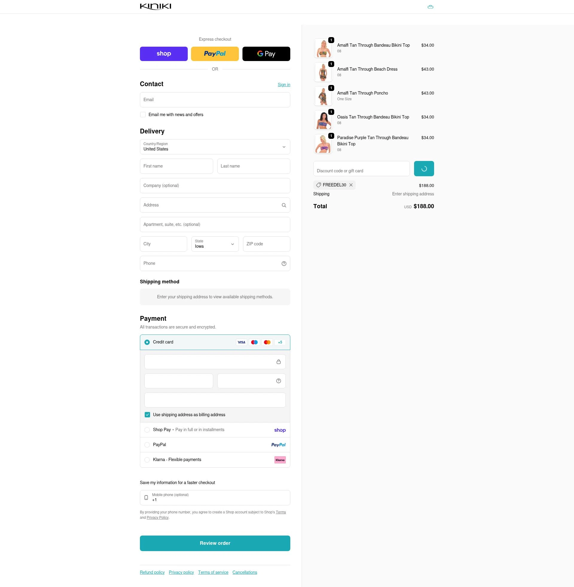 Kiniki checkout page showing Kiniki promo code box | Screenshot taken by SimplyCodes community member on Feb 18, 2026