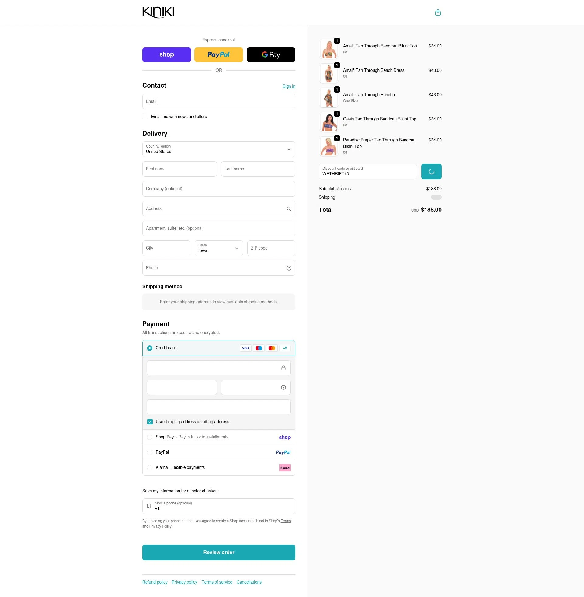 Kiniki checkout page showing Kiniki promo code box | Screenshot taken by SimplyCodes community member on Feb 18, 2026