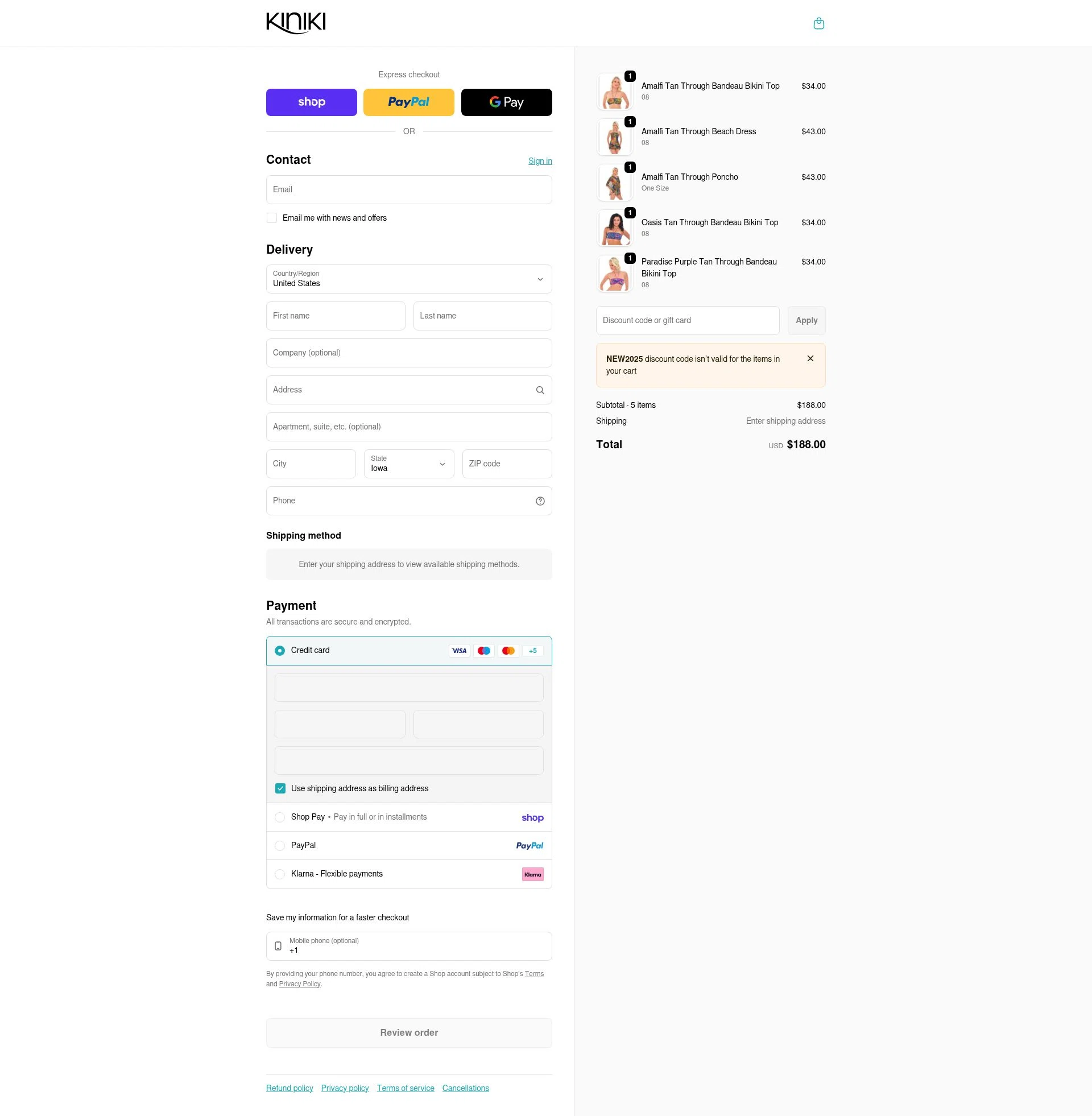 Kiniki checkout page showing Kiniki promo code box | Screenshot taken by SimplyCodes community member on Feb 18, 2026