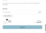 WELCOME70 coupon verification screenshot
