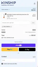 WELCOME10 coupon verification screenshot