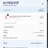 WELCOME10 coupon verification screenshot