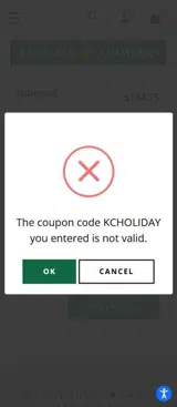 KCHOLIDAY coupon verification screenshot