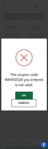 WM450326 coupon verification screenshot