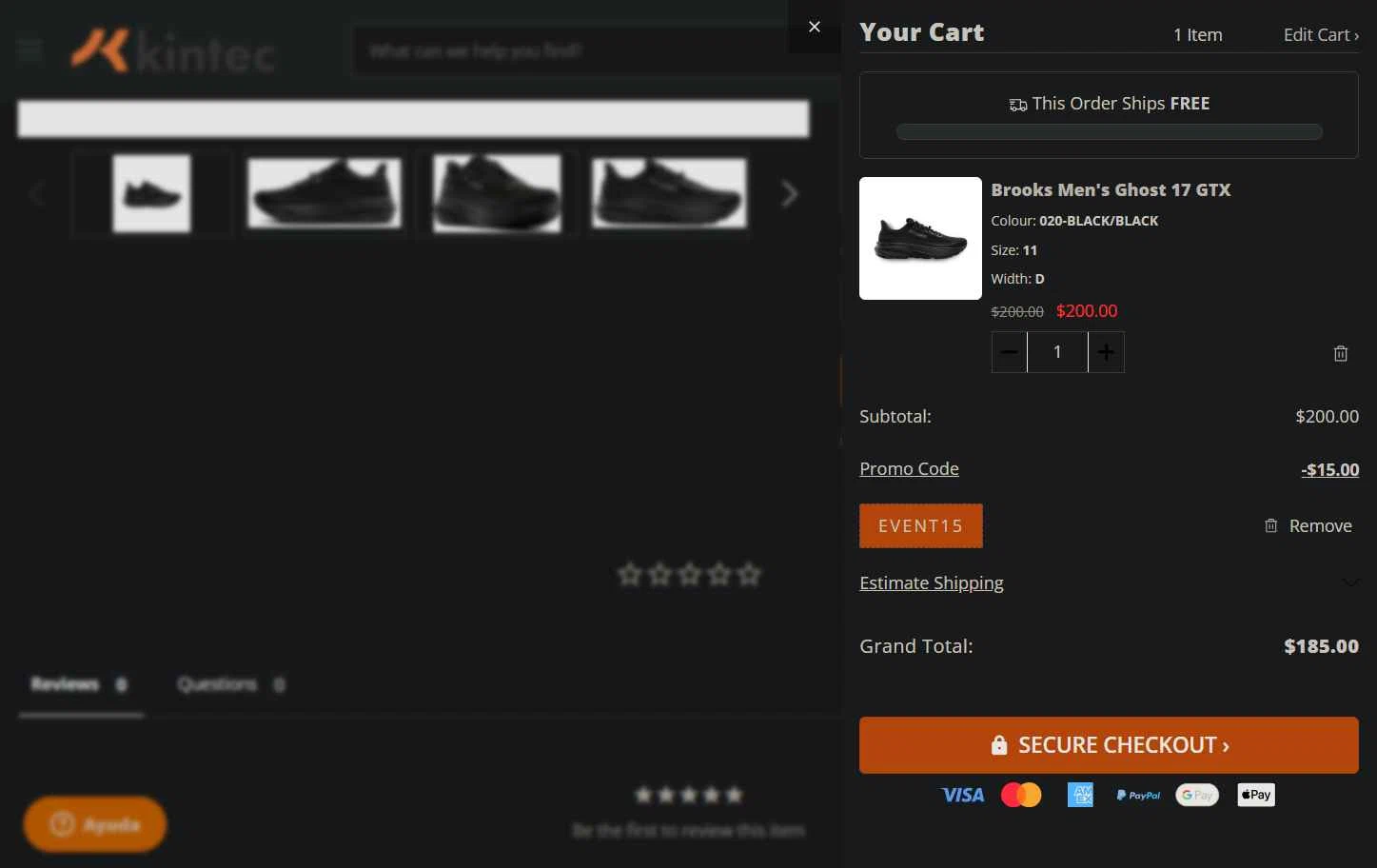 Kintec checkout page showing Kintec promo code box | Screenshot taken by SimplyCodes community member on Jan 31, 2026