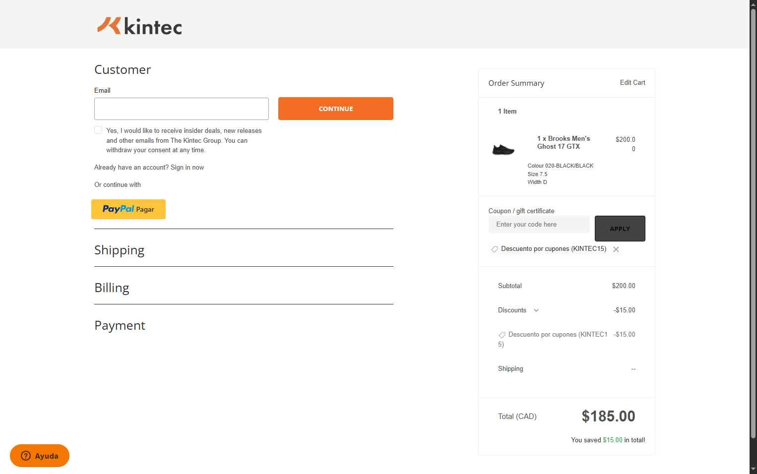 Kintec checkout page showing Kintec promo code box | Screenshot taken by SimplyCodes community member on Jan 27, 2026