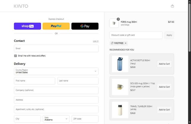 KINTO checkout page showing KINTO discount code box | Screenshot taken by SimplyCodes community member on May 6, 2025