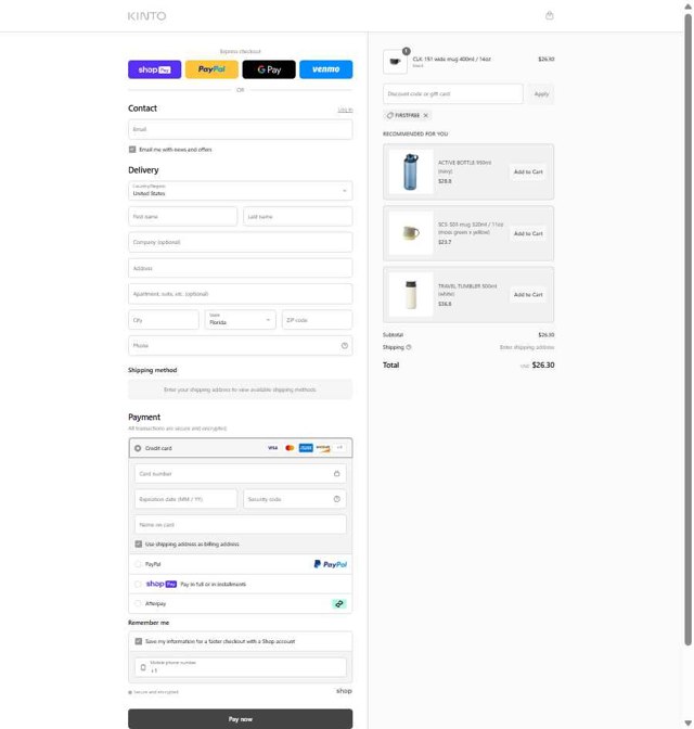 KINTO checkout page showing KINTO discount code box | Screenshot taken by SimplyCodes community member on Jun 4, 2025