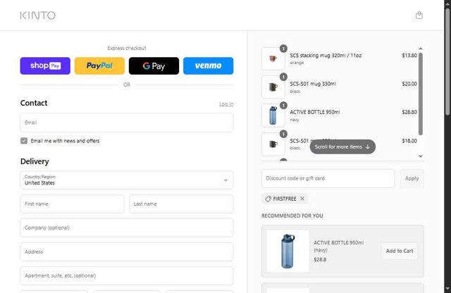 KINTO checkout page showing KINTO discount code box | Screenshot taken by SimplyCodes community member on Jun 4, 2025