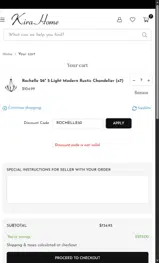 ROCHELLE50 coupon verification screenshot