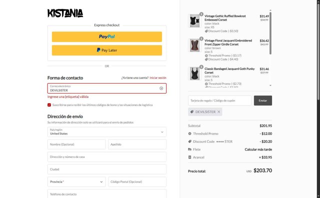 Kistania checkout page showing Kistania coupon code box | Screenshot taken by SimplyCodes community member on Aug 5, 2025