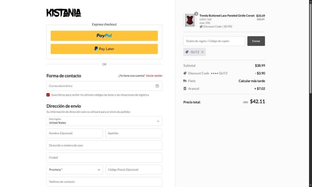 Kistania checkout page showing Kistania coupon code box | Screenshot taken by SimplyCodes community member on Jul 29, 2025