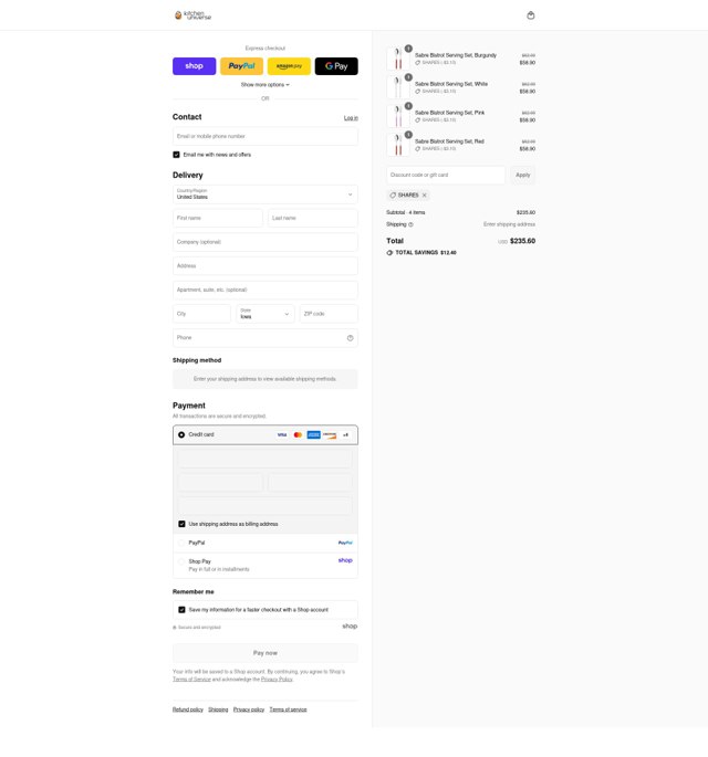 Kitchen Universe checkout page showing Kitchen Universe promo code box | Screenshot taken by SimplyCodes community member on Aug 31, 2025
