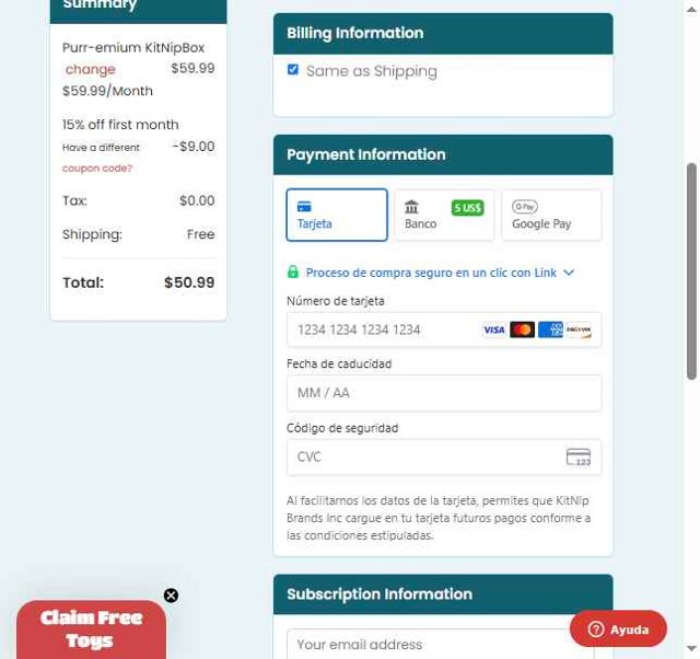 KitNipBox checkout page showing KitNipBox coupon code box | Screenshot taken by SimplyCodes community member on Aug 3, 2025